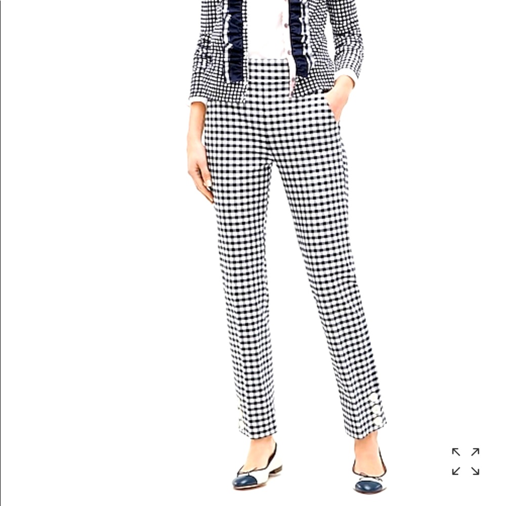 J Crew Remi Gingham pants w Button - NWT size 4